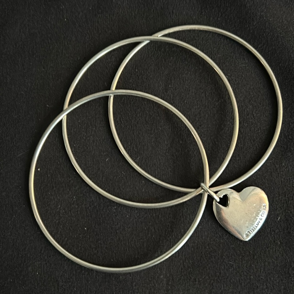 Tiffany & Co. Stencil Heart Triple Bangle Bracelet